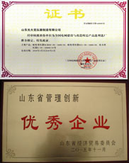 黄石变压器厂家优秀管理企业证书